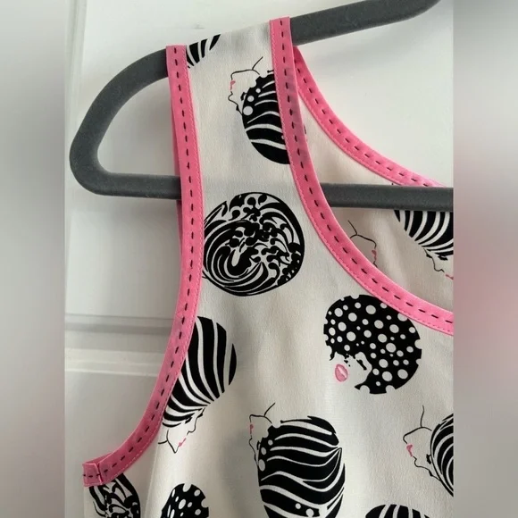 Vintage Escada 100% Silk 50’s beehive faces women black white hot pink s… - Picture 5 of 8